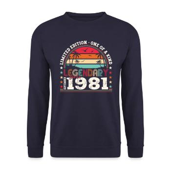 Legendary September 1981 41st birthday gift - Unisex Sweatshirt - navy - Front - Alina (178cm) & Michal (187cm)
