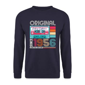 Septembre Né 1956 Cadeau du 66e anniversaire - Sweat-shirt Unisexe - marine - Devant - Alina (178cm) & Michal (187cm)