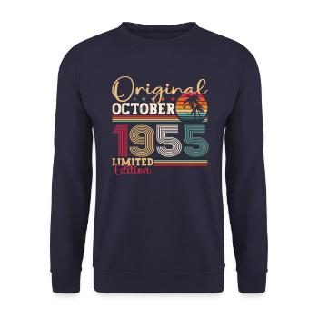 Original October 1955 67th Birthday Gift Cool - Unisex Sweatshirt - navy - Front - Alina (178cm) & Michal (187cm)