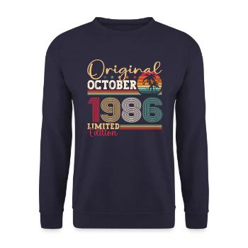 Original Octobre 1986 36th Birthday Gift Cool - Sweat-shirt Unisexe - marine - Devant - Alina (178cm) & Michal (187cm)