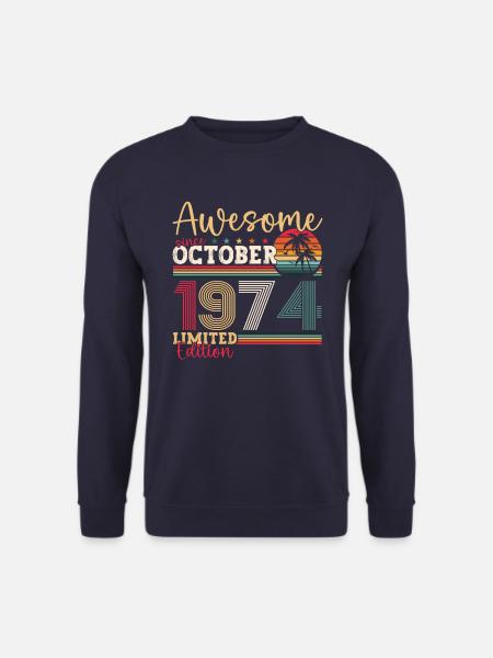 Awesome Oktober 1974 48. Geburtstag Geschenk Cool - Unisextröja - marinblå