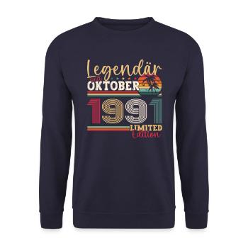 Legendär seit Oktober 1991 31. Geburtstag Geschenk - Unisex Pullover - Navy - Vorne - Alina (178cm) & Michal (187cm)