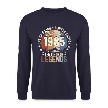 Legendär seit 1985 37. Geburtstag Geschenk Awesome - Unisex Pullover - Navy - Vorne - Alina (178cm) & Michal (187cm)