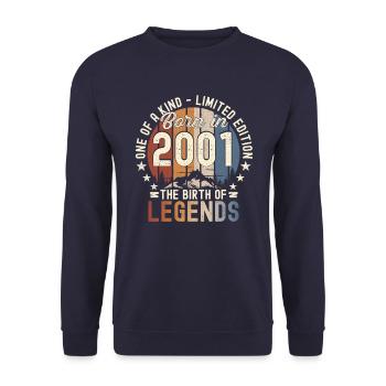 Légendaire depuis 2001 21ème cadeau d’anniversaire Génial - Sweat-shirt Unisexe - marine - Devant - Alina (178cm) & Michal (187cm)