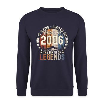 Legendary since 2006 16th birthday gift Awesome - Unisex Sweatshirt - navy - Front - Alina (178cm) & Michal (187cm)