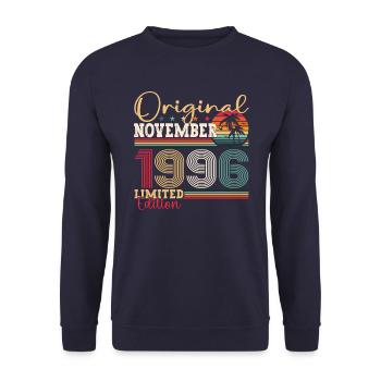 Original November 1996 26th Birthday Gift - Unisex Sweatshirt - navy - Front - Alina (178cm) & Michal (187cm)