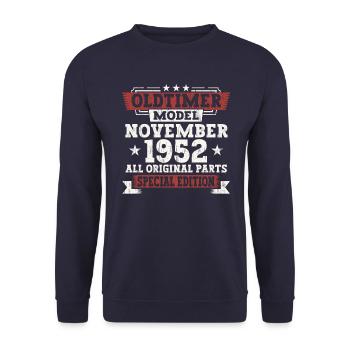 Oldtimer Novembre 1952 Cadeau du 70e anniversaire - Sweat-shirt Unisexe - marine - Devant - Alina (178cm) & Michal (187cm)