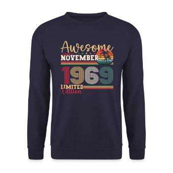Original November 1969 53rd Birthday Gift - Unisex Sweatshirt - navy - Front - Alina (178cm) & Michal (187cm)