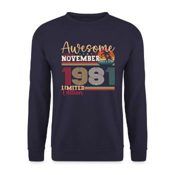 Original November 1981 41st birthday gift - Unisex Sweatshirt - navy - Front - Alina (178cm) & Michal (187cm)