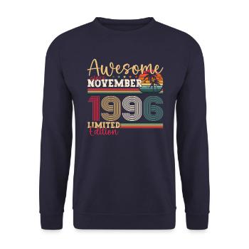 Original November 1996 26th Birthday Gift - Unisex Sweatshirt - navy - Front - Alina (178cm) & Michal (187cm)