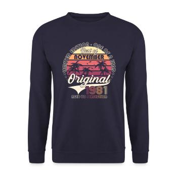 Original November 1981 41st birthday gift - Unisex Sweatshirt - navy - Front - Alina (178cm) & Michal (187cm)
