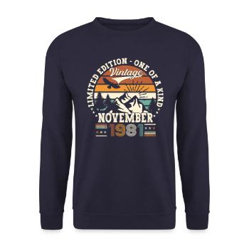 Original November 1981 41st birthday gift - Unisex Sweatshirt - navy - Front - Alina (178cm) & Michal (187cm)