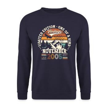 Original November 2005 17th Birthday Gift - Unisex Sweatshirt - navy - Front - Alina (178cm) & Michal (187cm)