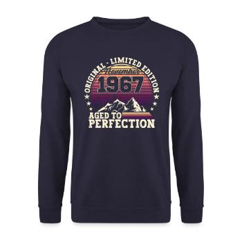 Novembre né en 1967 - 55e anniversaire présent. - Sweat-shirt Unisexe - marine - Devant - Alina (178cm) & Michal (187cm)