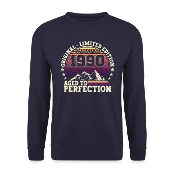 November vintage 1990 - 32nd birthday gift - Unisex Sweatshirt - navy - Front - Alina (178cm) & Michal (187cm)