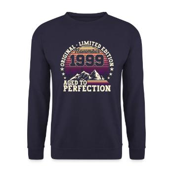 November Jahrgang 1999 - 23. Geburtstag Geschenk - Unisex Pullover - Navy - Vorne - Alina (178cm) & Michal (187cm)