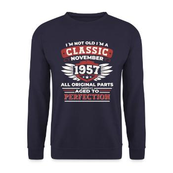 Classique Novembre 1957 - Cadeau de 65e anniversaire - Sweat-shirt Unisexe - marine - Devant - Alina (178cm) & Michal (187cm)