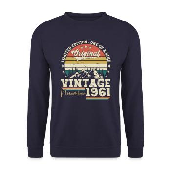 Original November 1961 61st birthday gift - Unisex Sweatshirt - navy - Front - Alina (178cm) & Michal (187cm)