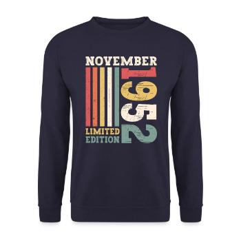 Original November 1952 70th birthday gift - Unisex Sweatshirt - navy - Front - Alina (178cm) & Michal (187cm)