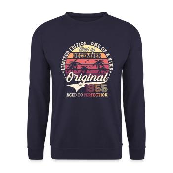 Cadeau original du 67e anniversaire de décembre 1955 - Sweat-shirt Unisexe - marine - Devant - Alina (178cm) & Michal (187cm)