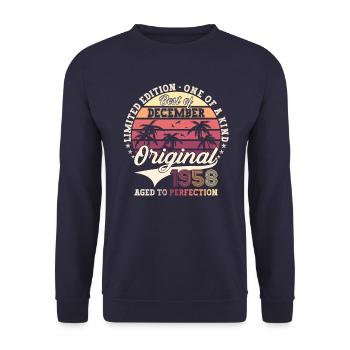 Cadeau original du 64e anniversaire de décembre 1958 - Sweat-shirt Unisexe - marine - Devant - Alina (178cm) & Michal (187cm)