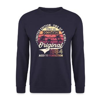 Original December 1984 38th Birthday Gift - Unisex Sweatshirt - navy - Front - Alina (178cm) & Michal (187cm)