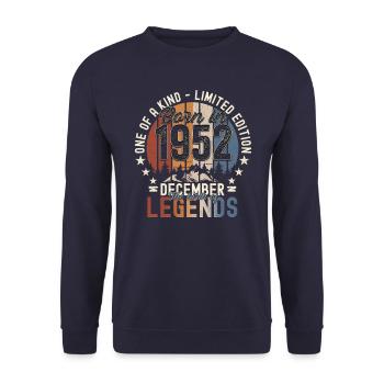 Cadeau original du 70e anniversaire de décembre 1952 - Sweat-shirt Unisexe - marine - Devant - Alina (178cm) & Michal (187cm)