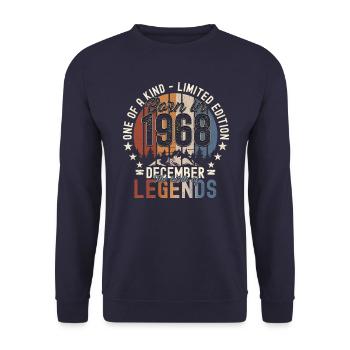Original December 1968 54th Birthday Gift - Unisex Sweatshirt - navy - Front - Alina (178cm) & Michal (187cm)