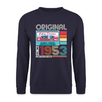 Décembre Né en 1953 Cadeau de 69e anniversaire - Sweat-shirt Unisexe - marine - Devant - Alina (178cm) & Michal (187cm)