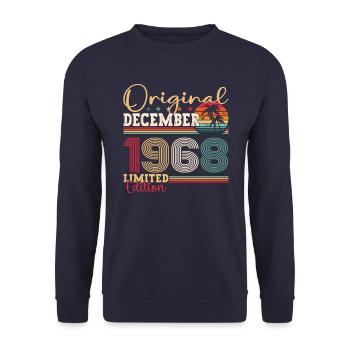 Original December 1968 54th Birthday Gift - Unisex Sweatshirt - navy - Front - Alina (178cm) & Michal (187cm)