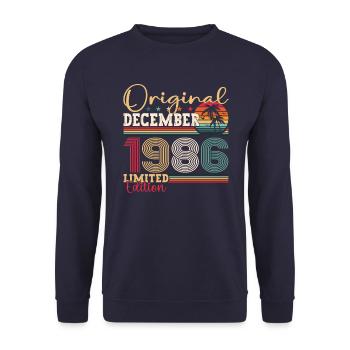 Original December 1986 36th Birthday Gift - Unisex Sweatshirt - navy - Front - Alina (178cm) & Michal (187cm)