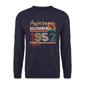 Né en décembre 1952 Cadeau du 70e anniversaire - Sweat-shirt Unisexe - marine - Devant - Alina (178cm) & Michal (187cm)