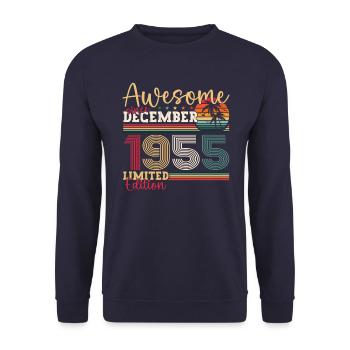 Né en décembre 1955 cadeau de 67e anniversaire - Sweat-shirt Unisexe - marine - Devant - Alina (178cm) & Michal (187cm)