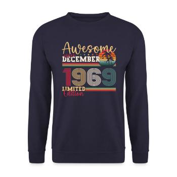 Born December 1969 53rd birthday gift - Unisex Sweatshirt - navy - Front - Alina (178cm) & Michal (187cm)
