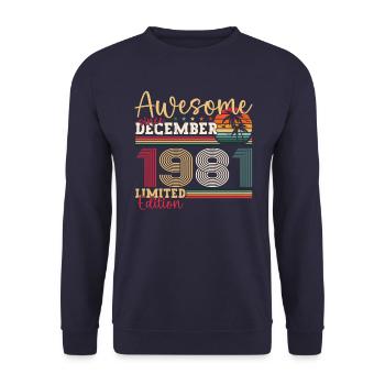 December Born 1981 41st birthday gift - Unisex Sweatshirt - navy - Front - Alina (178cm) & Michal (187cm)