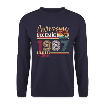 December Born 1987 35th birthday gift - Unisex Sweatshirt - navy - Front - Alina (178cm) & Michal (187cm)