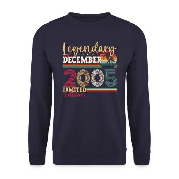 December Year 2005 17th birthday gift - Unisex Sweatshirt - navy - Front - Alina (178cm) & Michal (187cm)