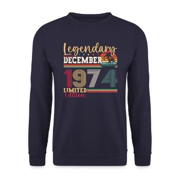 Décembre Né en 1974 Cadeau de 48e anniversaire - Sweat-shirt Unisexe - marine - Devant - Alina (178cm) & Michal (187cm)
