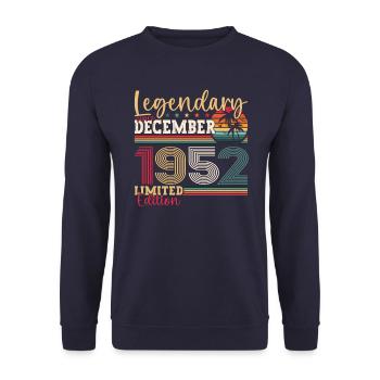 Né en décembre 1952 Cadeau du 70e anniversaire - Sweat-shirt Unisexe - marine - Devant - Alina (178cm) & Michal (187cm)