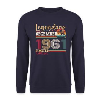 Born December 1961 61st birthday gift - Unisex Sweatshirt - navy - Front - Alina (178cm) & Michal (187cm)