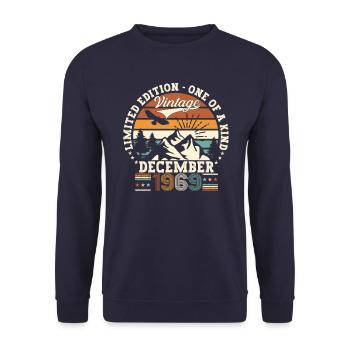 Born December 1969 53rd birthday gift - Unisex Sweatshirt - navy - Front - Alina (178cm) & Michal (187cm)