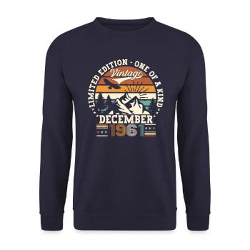 Born December 1961 61st birthday gift - Unisex Sweatshirt - navy - Front - Alina (178cm) & Michal (187cm)