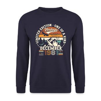 December Born 1981 41st birthday gift - Unisex Sweatshirt - navy - Front - Alina (178cm) & Michal (187cm)