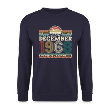 Original December 1968 54th Birthday Gift - Unisex Sweatshirt - navy - Front - Alina (178cm) & Michal (187cm)
