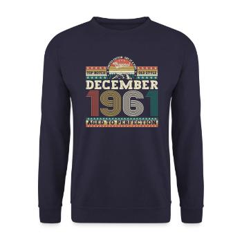 Born December 1961 61st birthday gift - Unisex Sweatshirt - navy - Front - Alina (178cm) & Michal (187cm)