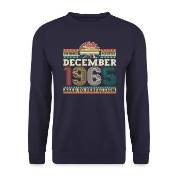 Né en décembre 1965 Cadeau de 57e anniversaire - Sweat-shirt Unisexe - marine - Devant - Alina (178cm) & Michal (187cm)