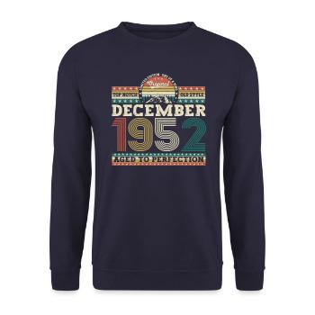Né en décembre 1952 Cadeau du 70e anniversaire - Sweat-shirt Unisexe - marine - Devant - Alina (178cm) & Michal (187cm)