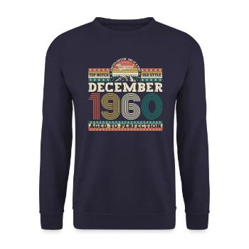Né en décembre 1960 cadeau de 62e anniversaire - Sweat-shirt Unisexe - marine - Devant - Alina (178cm) & Michal (187cm)