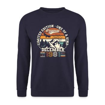 December Born 1981 41st birthday gift - Unisex Sweatshirt - navy - Front - Alina (178cm) & Michal (187cm)
