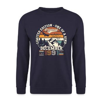 Décembre Né 1991 Cadeau de 31e anniversaire - Sweat-shirt Unisexe - marine - Devant - Alina (178cm) & Michal (187cm)